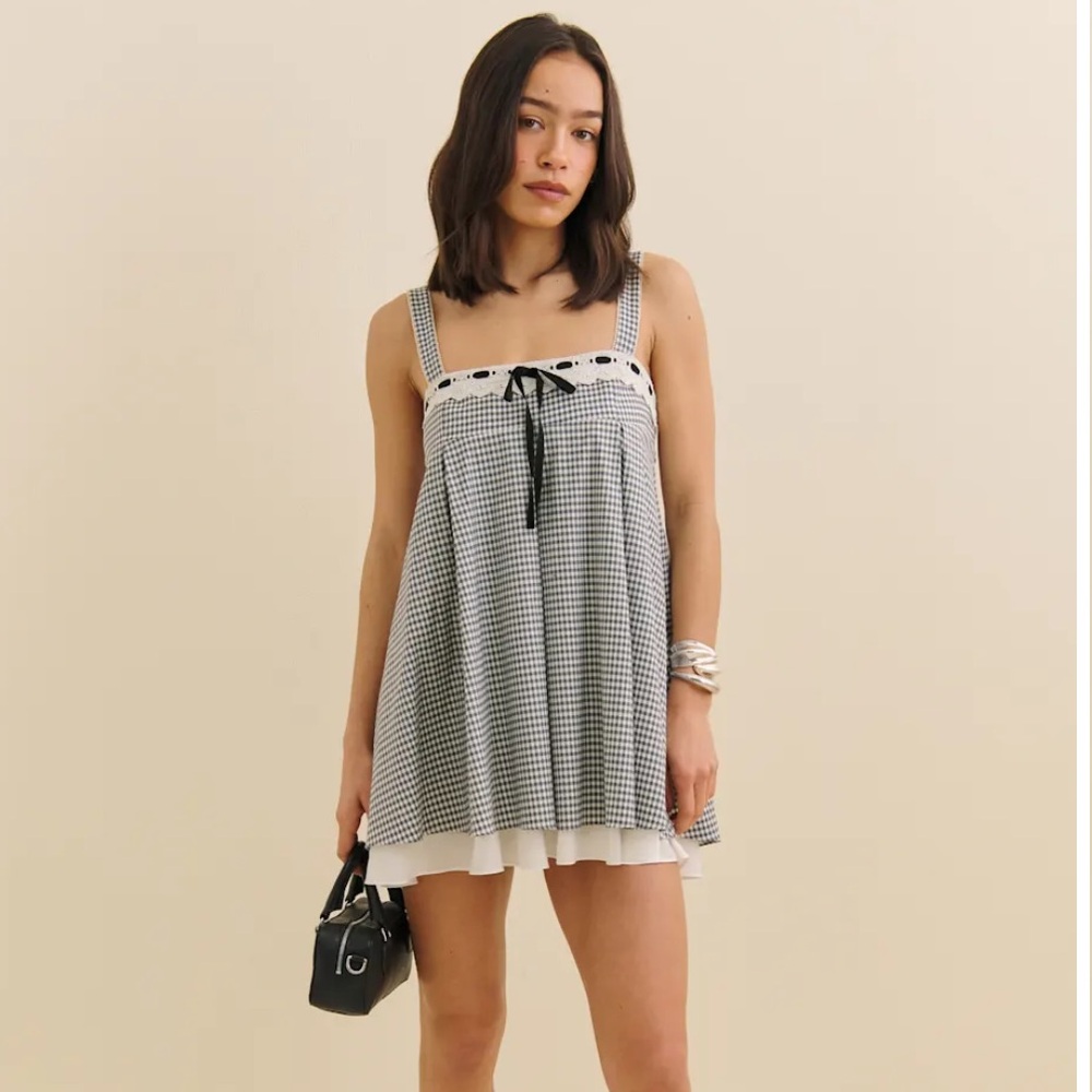 Reformation Shai Dress - slate check